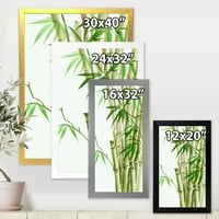 DesignArt „Детали за темно зелена бамбус и лисја II“ Традиционално врамен уметнички принт