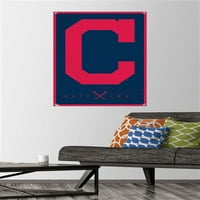 Кливленд Бејзбол Тим-Лого Ѕид Постер со Pushpins, 22.375 34