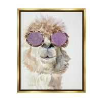 Sumn Industries Fluffy Alpaca Забава виолетова глам очила за сонце портрет сликарство металик злато лебдечки врамени платно