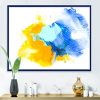 DesignArt 'Апстрактна портокалова и сина облачност' модерно врамен платно wallид за печатење