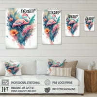 DesignArt Зачудувачки фламинго цветни уметности v платно wallидна уметност