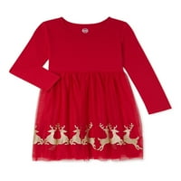 Чудо девојки девојки Божиќен долг ракав Туту фустан, големини 4- & плус