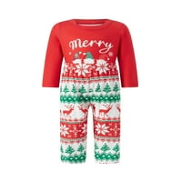 Келајуан Семејство Појавување Пижами Божиќен Принт Врвови Со Долги Ракави и Истегнување На Секојдневни Панталони Облека За Спиење
