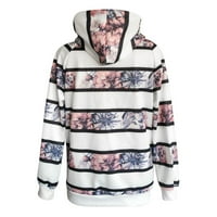 сунхилсгрејс јакни палта за жени мода цветни печати јакна џеб со патент дуксер палто со качулка со долги ракави