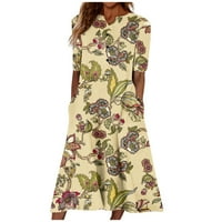 Летен Лежерен Моден Цветен Печатен Џебен Фустан Со Копче Со Кратки Ракави На SENDKEELWomen