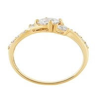 Брилијантност фино накит камен кубни цирконија прстен во 10к жолто злато, големина 8