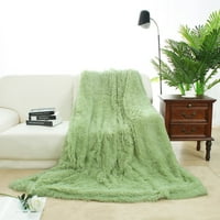 Уникатни поволни цени бушаво крзно декоративно ќебе бледо зелена кралица