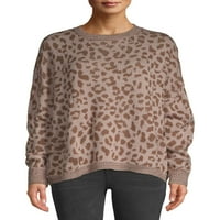 Loveубовта Сади женски леопард печатен пуловер