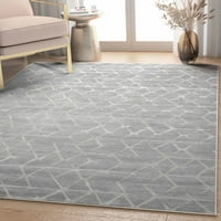 Добро ткаени апстрактни Kintsugi модерна геометриска рамна ткаенина сива 7'7 9'10 Област килим