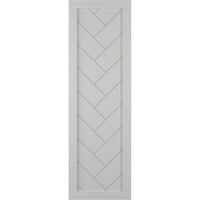 Ekena Millwork 12 W 35 H TRUE FIT PVC SINGE PALLEY HERRINGBONE модерен стил фиксирани ролетни за монтирање, градско сиво