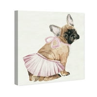 Wynwood Studio Animals Wall Art Canvas Prints 'le petit frenchie' кучиња и кутриња - кафеава, розова