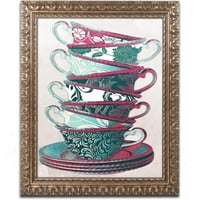 Трговска марка ликовна уметност попладне чај III платно уметност по боја пекара злато украсена рамка