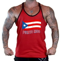 Машки Гранџ Порторико Знаме Црвена Стрингер Резервоарот Врвот Медиум