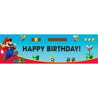 Супер Марио Брос Банер за роденден, голем