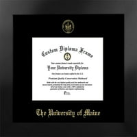 Универзитет Мејн 9W 7H Менхетен Црн сингл Мат злато врежана диплома рамка со бонус во кампус слики литограф