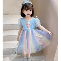 Мали Девојчиња Елса Принцеза Фустан Лето Краток Ракав Костим Ноќта На Вештерките Косплеј Облечи