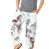Машки Модни Цути Лабави Еластични Панталони Печатени На Плажа