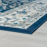 Традиционална површина килим цветна темно сина правоаголник во затворен простор лесен за чистење
