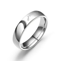 мњин накит едноставна половина праска во облик на срце нерѓосувачки челик двојка прстен титаниум челик двојка големина на прстен