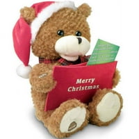 Chantilly Lane Record-A-Voice Божиќна мечка, ви посакуваме среќен Божиќ, кафеава