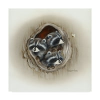 Трговска марка ликовна уметност „ракуни во дупка“ платно уметност од Пеги Харис