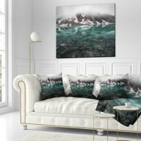 DesignArt Прекрасно тиркизно планинско езеро - пејзаж печатена перница за фрлање - 16x16