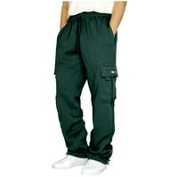 Фрески панталони за мажи машки панталони Машки Цврсти Врвки За Влечење Еластичен Струк Цврсти Џебни Панталони Лабави Панталони Зелени