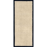 NuLoom Hesse Checker ткаат килим за тркач од морска трева, 2 '6 8', црна