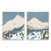 Ступел Индустрии Снежни Планински Шумски Пејзаж Смирувачки Сини Врвови Слики Нерамна Уметност Печатење Ѕиден Уметнички Сет од