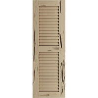 Ekena Millwork 15 W 40 H Rustic Two Equal Louver Pecky Cypress Faa Wood Sulters, подготвен тен,