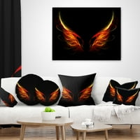 DesignArt Hell Wings на црна позадина - Апстрактна перница за фрлање - 18x18