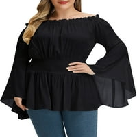Плус големина надвор од рамото замолчен врв за жени со долги ракави ренесансна пиратска кошула Готска блуза од Венч
