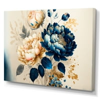 DesignArt Blue и Gold Floral Bunch II Canvas Wallидна уметност
