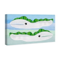 Wynwood Studio Animals Wall Art Canvas отпечатоци „јагула“ морски животни - бело, зелено