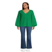Што е следниот женски v-врат Шајкер бод плетен џемпер на пуловер, средна тежина