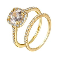 кеусн две жени златен прстен бел кристал свадба накит прстени големина 6-w