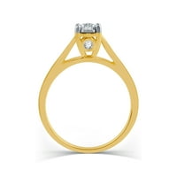 Засекогаш невестата Карат Т.В. Тркалезен дијамант kt жолто златна плоча солитер прстен