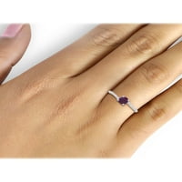 0. Carat T.G.W. Руби скапоцен камен и бел дијамант акцент Стерлинг сребрен прстен