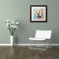 Трговска марка ликовна уметност Среќно куче платно уметност платно уметност од Пат Саундерс-Вајт, бел мат, рамка од дрво