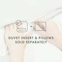 Благородни постелнина сиви натопени солити ленти, поставени 3-парчиња Duvet Cover Set, Twin Twinxl