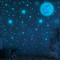 Дозвола-Сино Зелени Прозрачни Ѕвезди Месечината Спална Соба Дневна Соба Студија Дома Декорација Ѕид