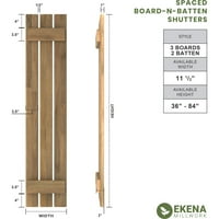 Ekena Millwork 1 2 W 80 H Americraft Три надворешни работи на табла Реално дрво распоредено од табла-n-batten ролетни, виридијански