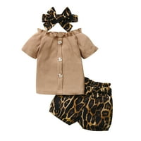 Бебе Девојки Блузи Леопард Шорцеви Ленти Облека Облека Во Собата