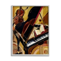 Музички инструменти „Ступел индустрии“ модерно пијано сликарство сиво врамена уметничка печатена wallидна уметност, дизајн од