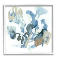 СТУПЕЛ ИНДУСТРИИ ЗАВРШНИ сини форми Аранжман сликарство бело врамен уметнички wallид уметност, дизајн до јуни Ерика Вес
