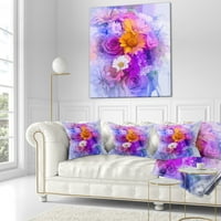 DesignArt Rose Daisy и Gerbera Flowers - Перница за цвеќиња за фрлање - 18x18