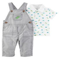 Кошула и комбинезони со кратки ракави за бебе, сет на облека