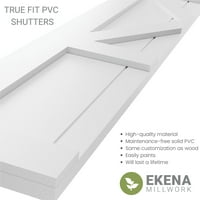 Ekena Millwork 12 W 46 H True Fit PVC Center X-Board Farmhouse Fixed Mount Sulters, Fire Red