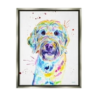 Живописно кучиња Goldendoodle домашни миленици и инсекти графички уметнички сјај сива врамена уметничка печатена wallидна уметност