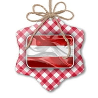 Божиќен Украс Австрија 3д Знаме Црвена карирана Неонблонда